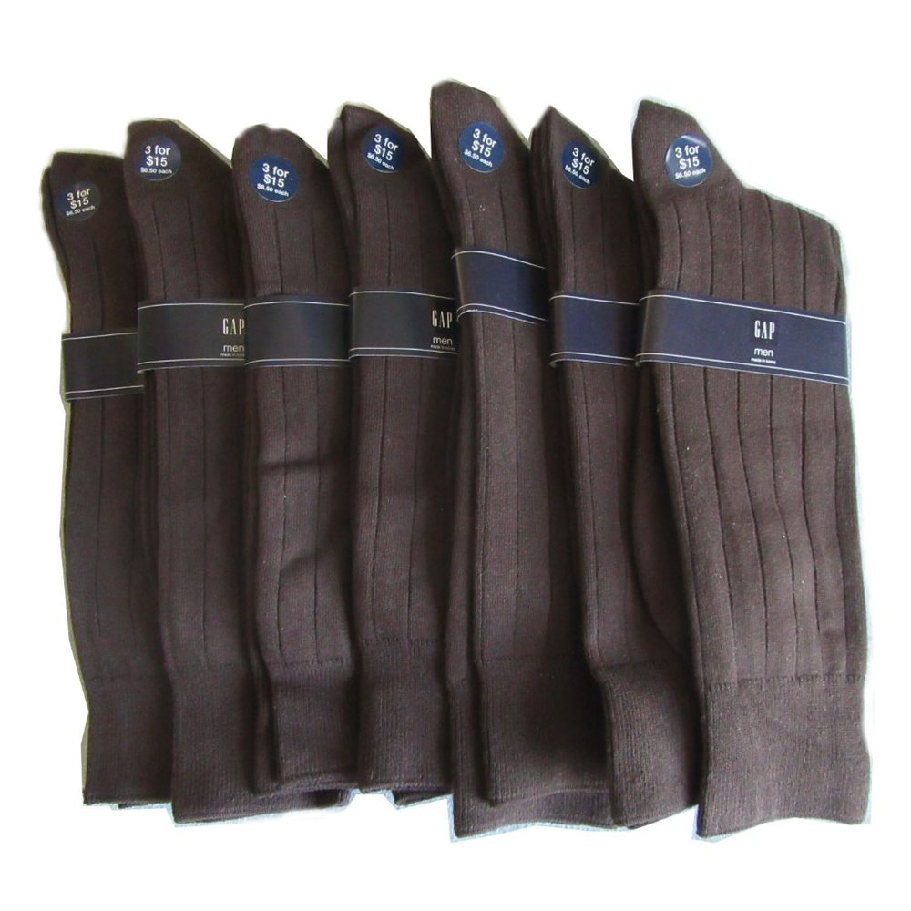 S2-4 7 Pack GAP Mens over calf socks Brown Mens size 6-12